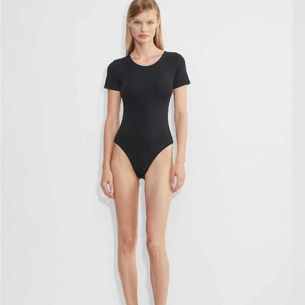 Babaton Short Sleeve Patterned Bodysuit, black